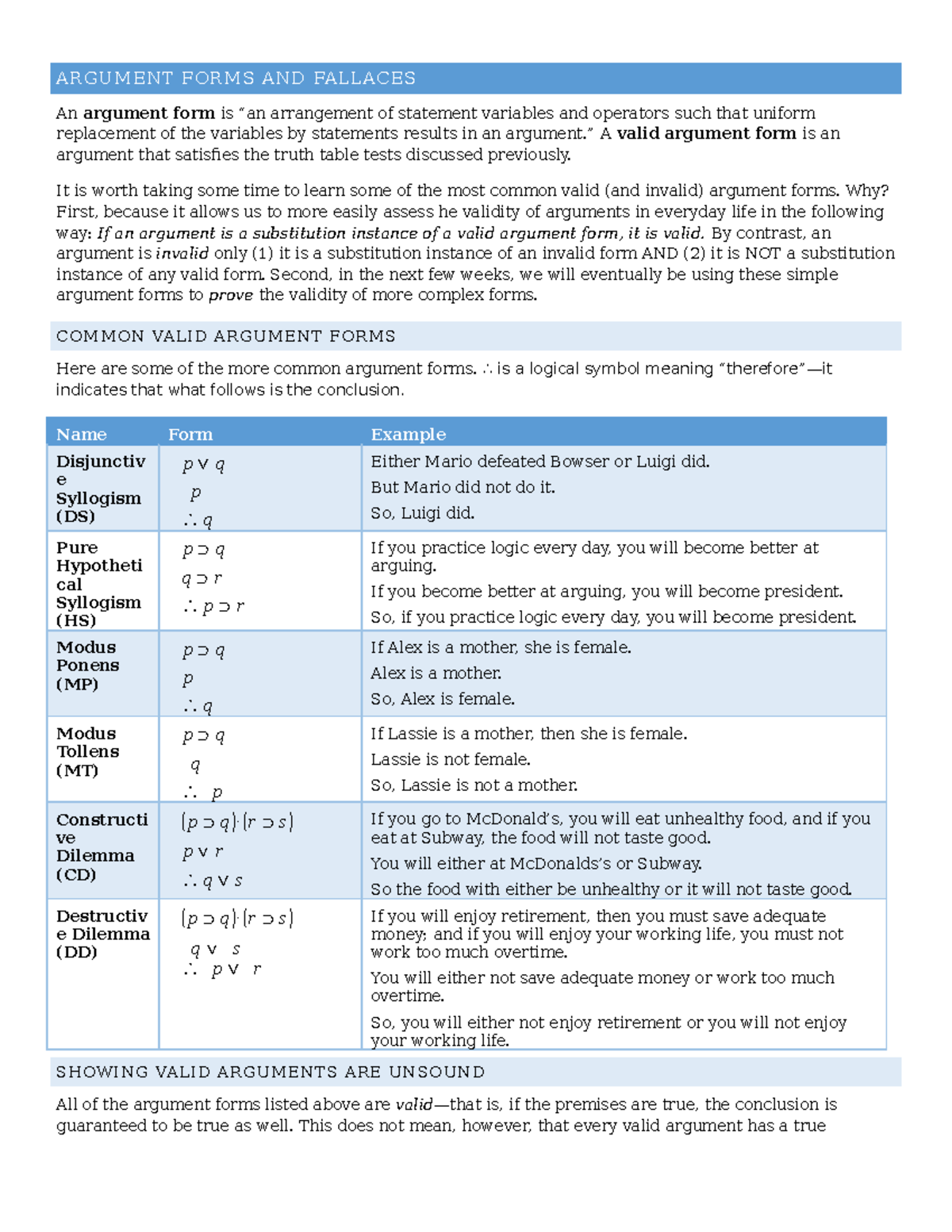 What Is A Valid Argument Example