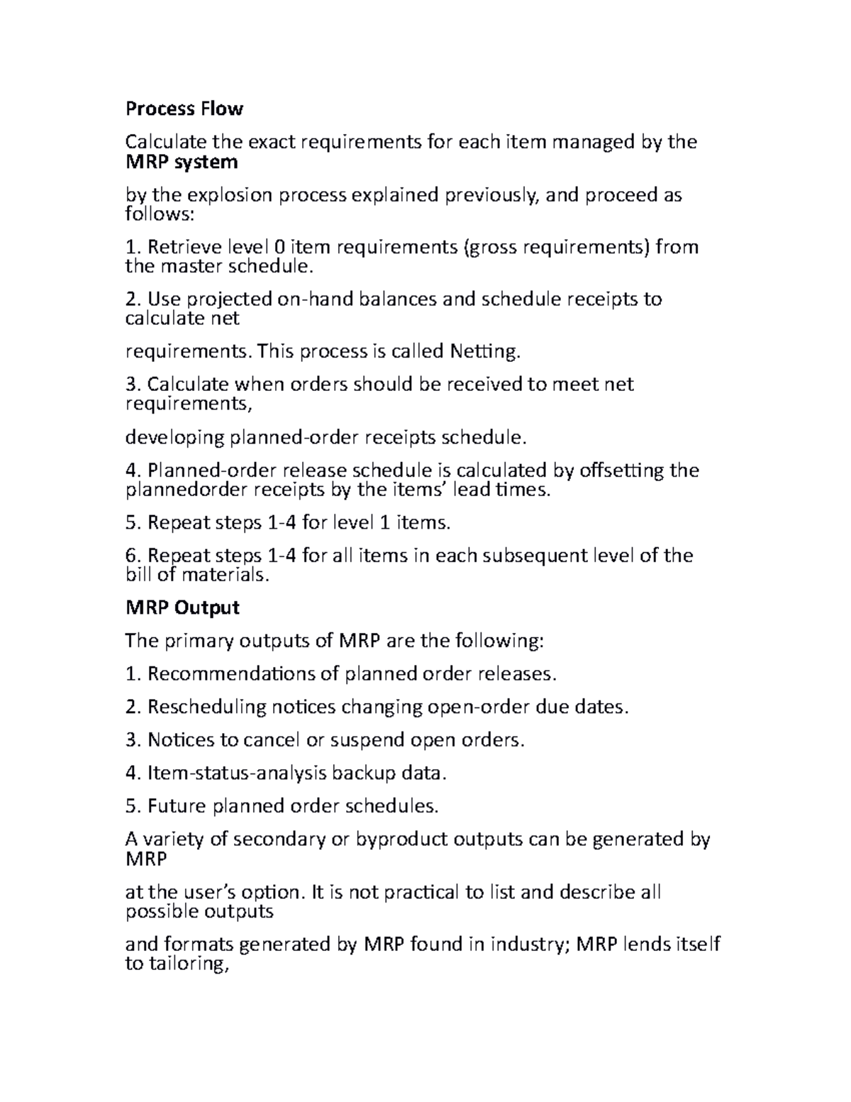 Process FLOW AND MRP Ststem - Process Flow Calculate the exact ...