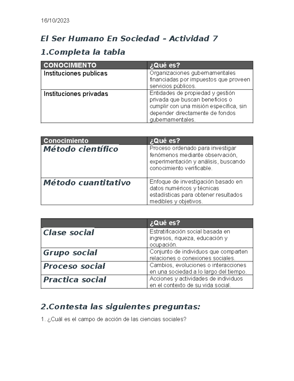Actividad 7 - El Ser Humano En Sociedad – Actividad 7 1 la tabla ...