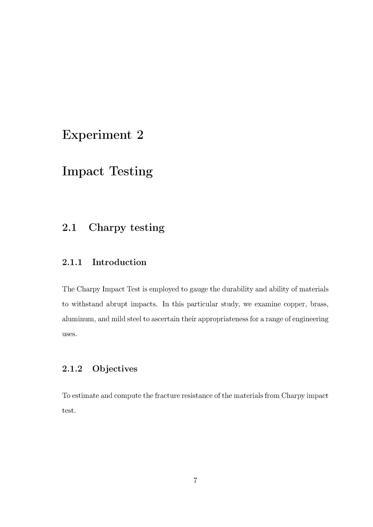 Charpy Testing Experiment 2 Impact Testing 2 Charpy Testing 21