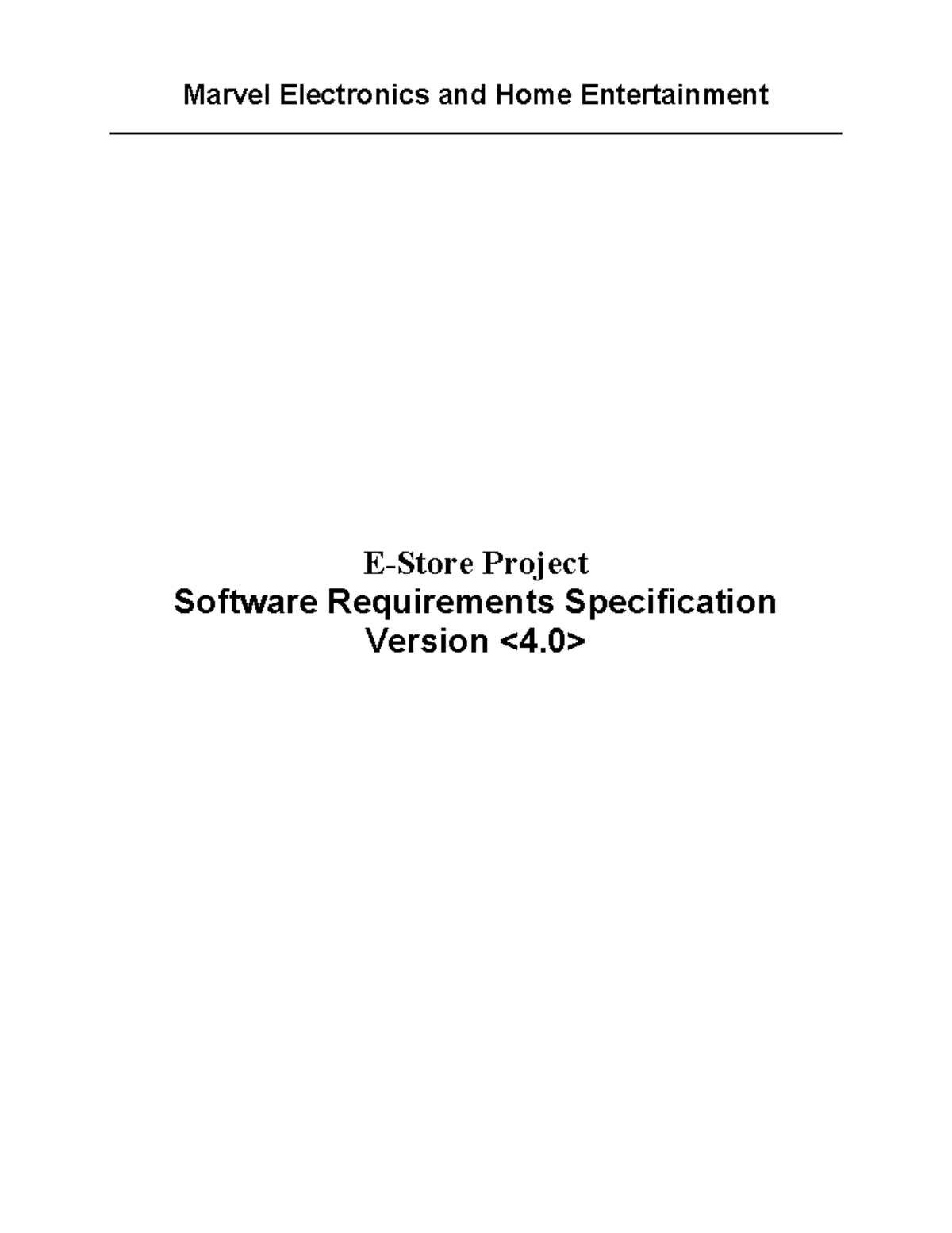 SE Requirements Specification - Marvel Electronics and Home ...