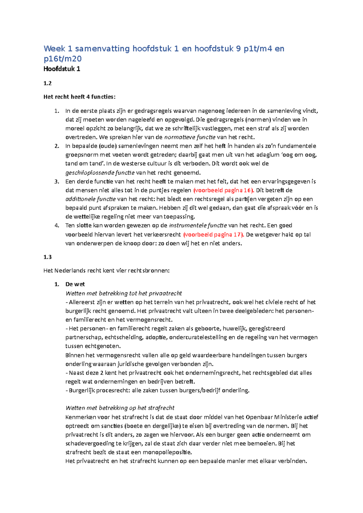 Inleiding Recht Samenvatting H1tm H5 + H9 - Week 1 Samenvatting ...