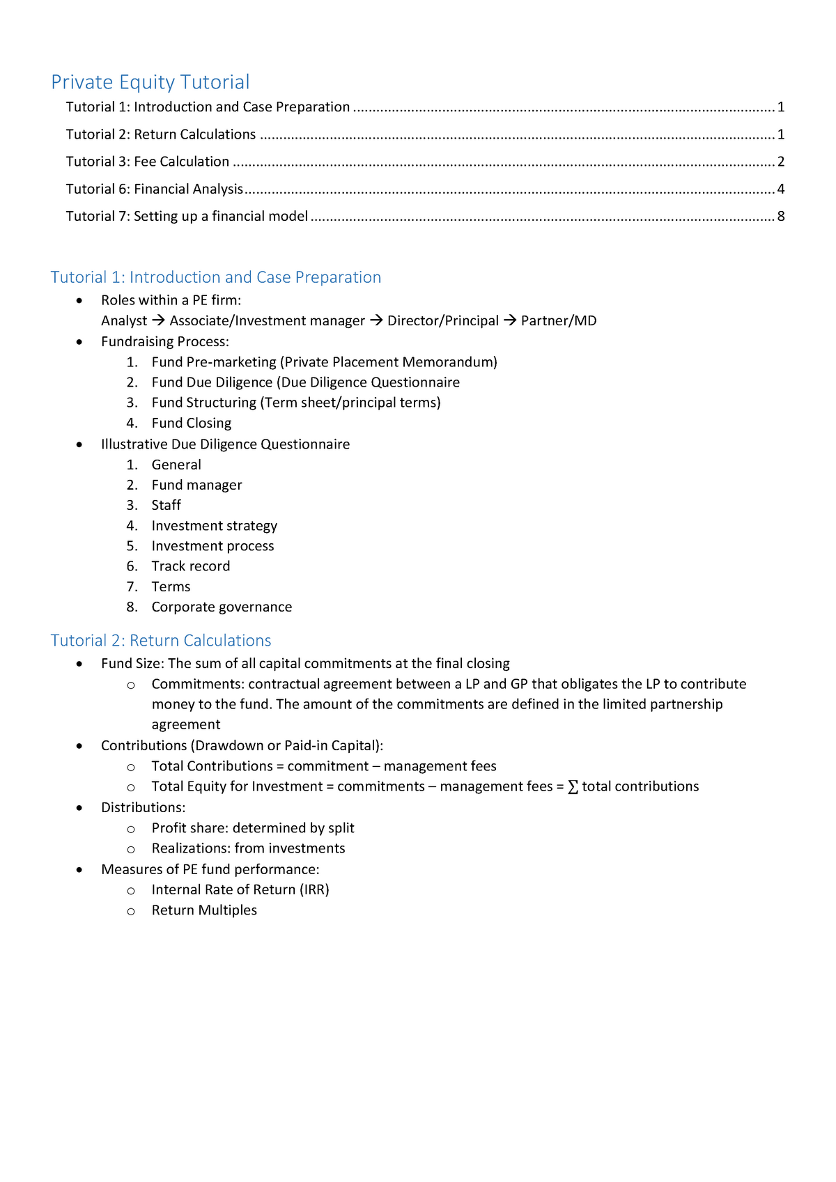 tutorial-summary-private-equity-1-introduction-and-case-preparation-studocu