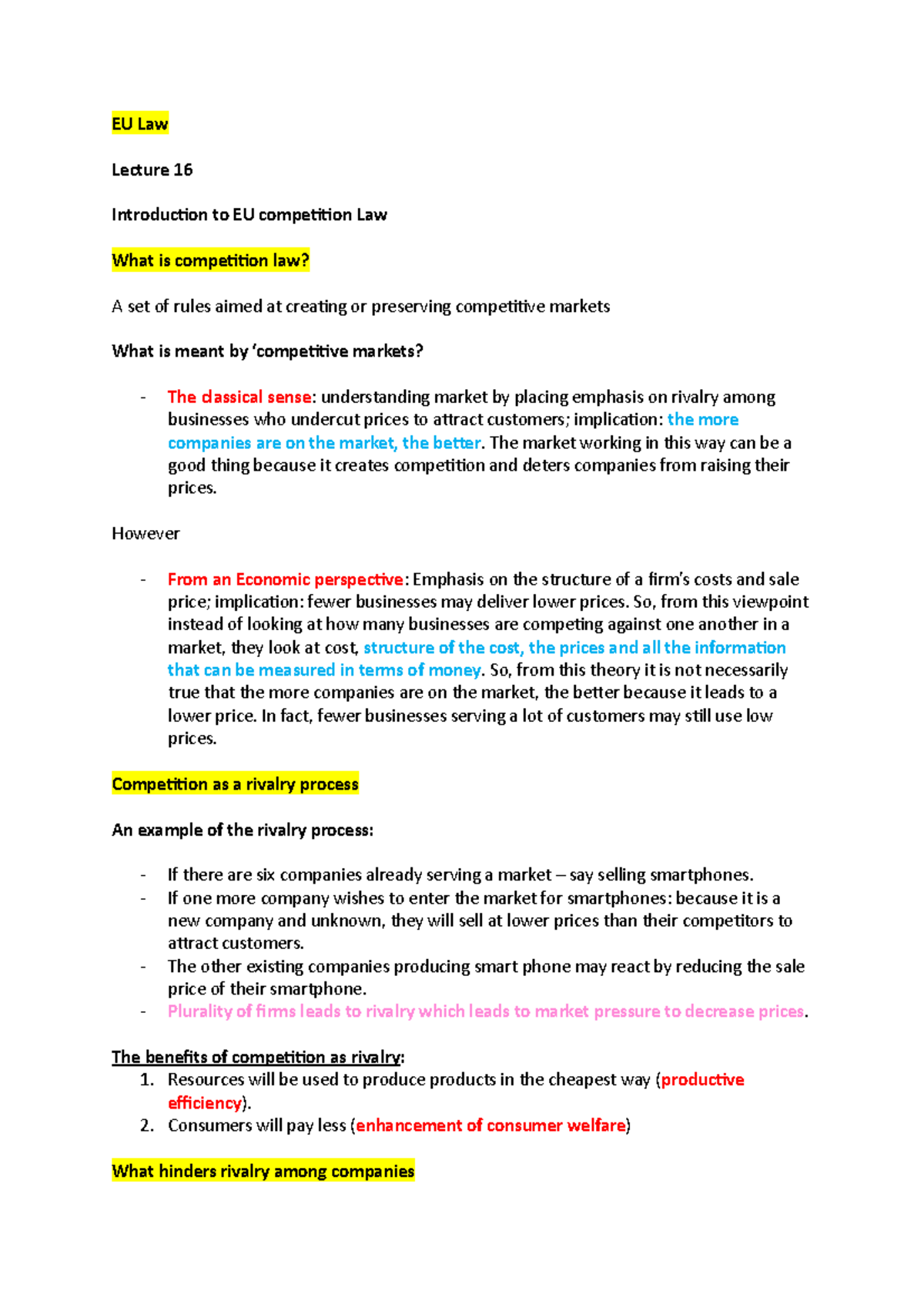 Introduction To EU Competition Law - EU Law Lecture 16 Introduction To ...