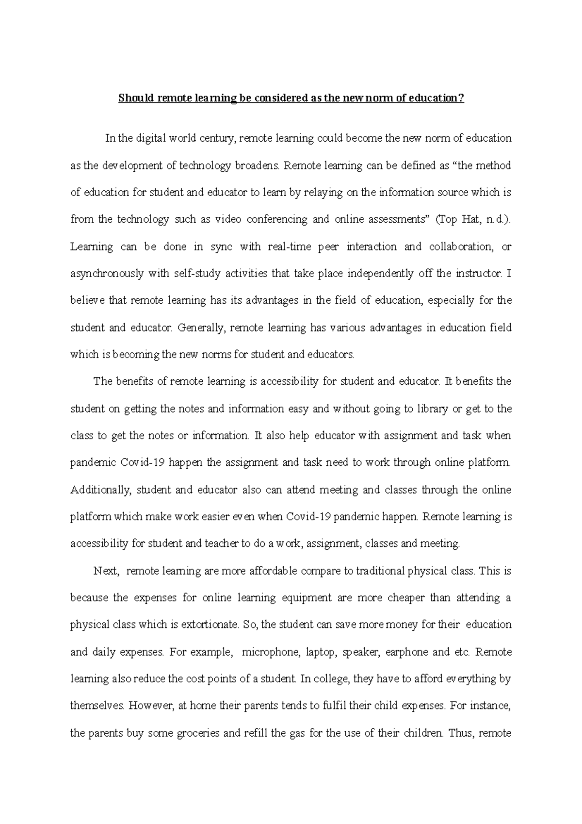 argumentative essay on remote learning