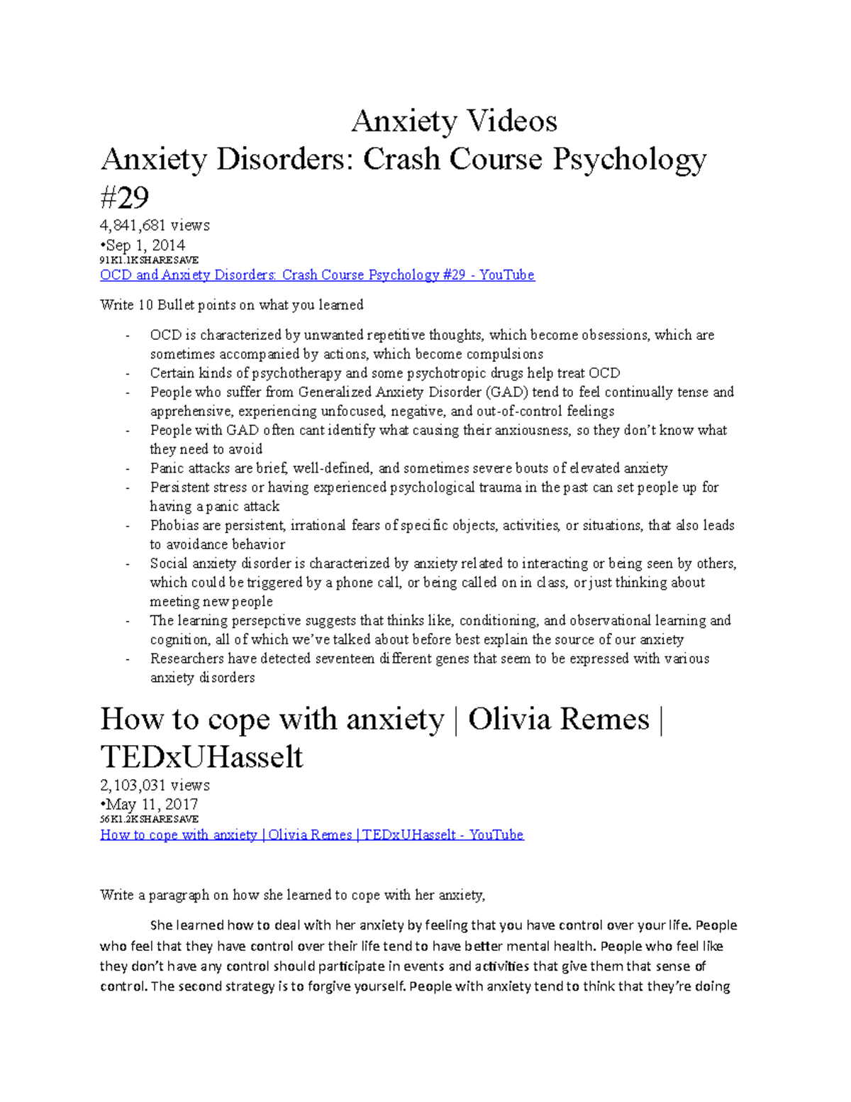 Anxiety Videos work Anxiety Videos Anxiety Disorders Crash Course Psychology 4,841,681
