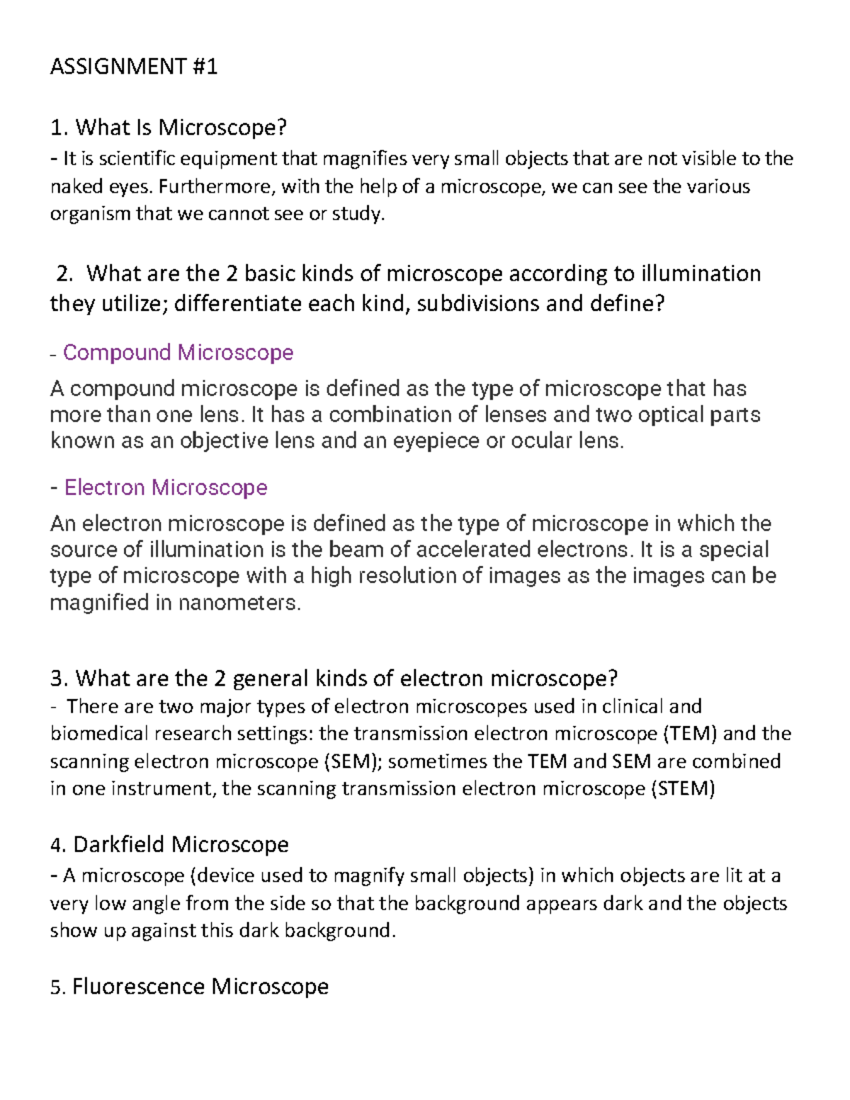 Dolot Micropara - g,re vw - ASSIGNMENT 1. What Is Microscope? - It is ...