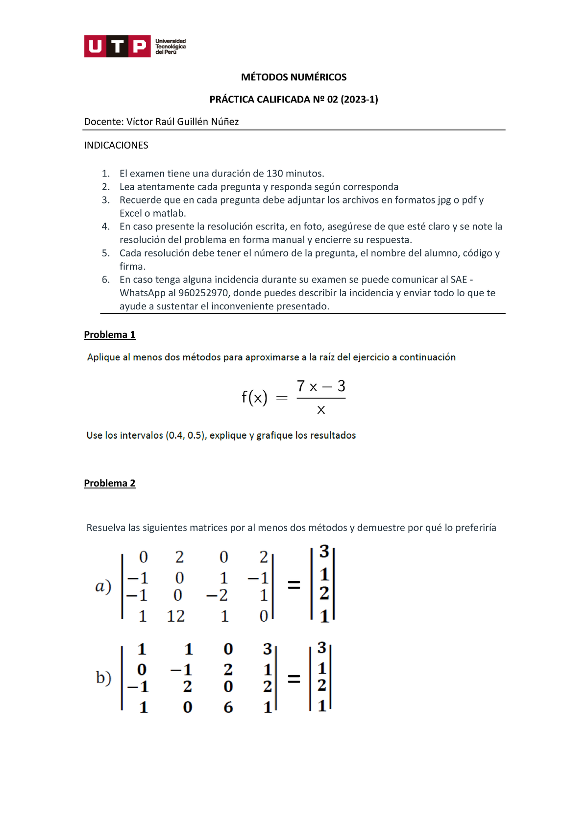 Pc 2 Metodos Numericos MÉtodos NumÉricos PrÁctica 8106