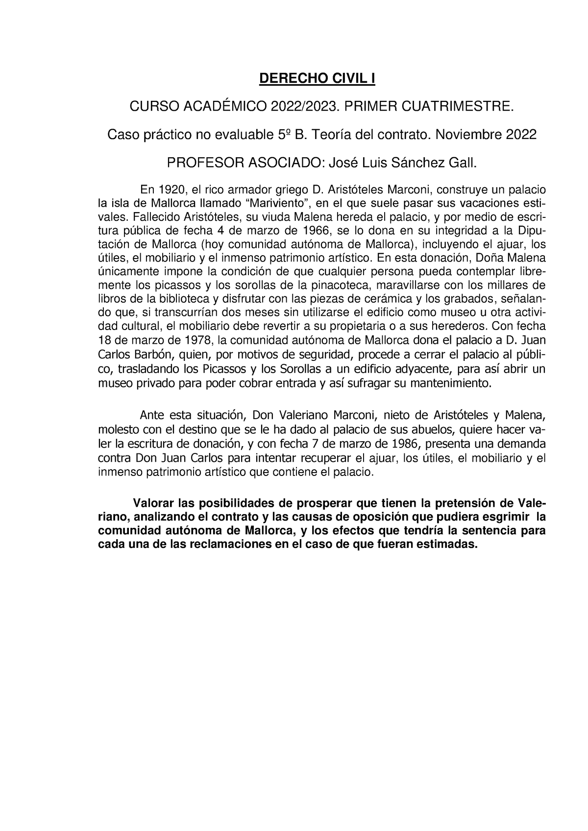 Práctica No Evaluable 5º B - DERECHO CIVIL I CURSO ACADÉMICO 2022/2023 ...