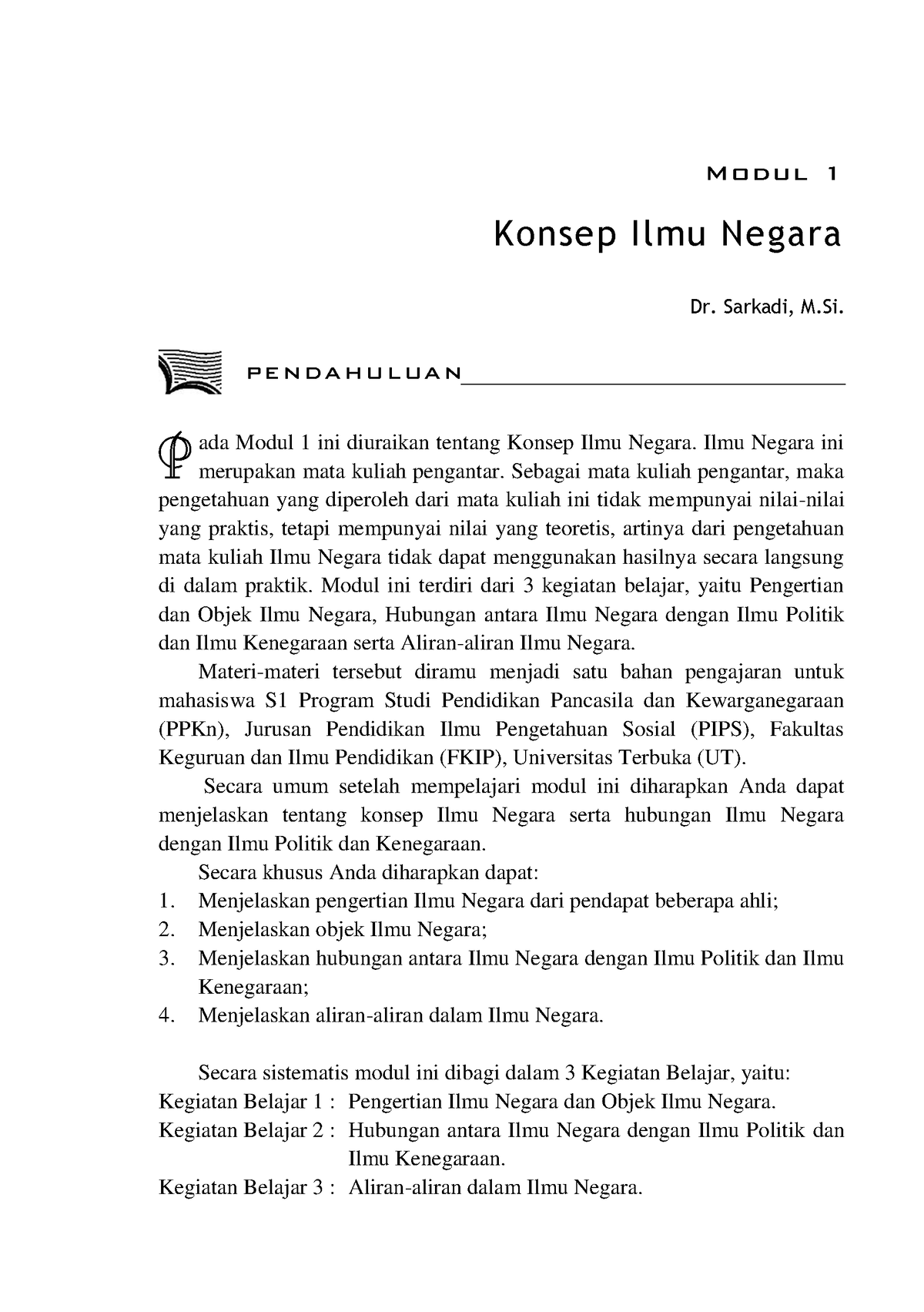 Modul Ilmu Negara - Good - Modul 1 Konsep Ilmu Negara Dr. Sarkadi, M ...