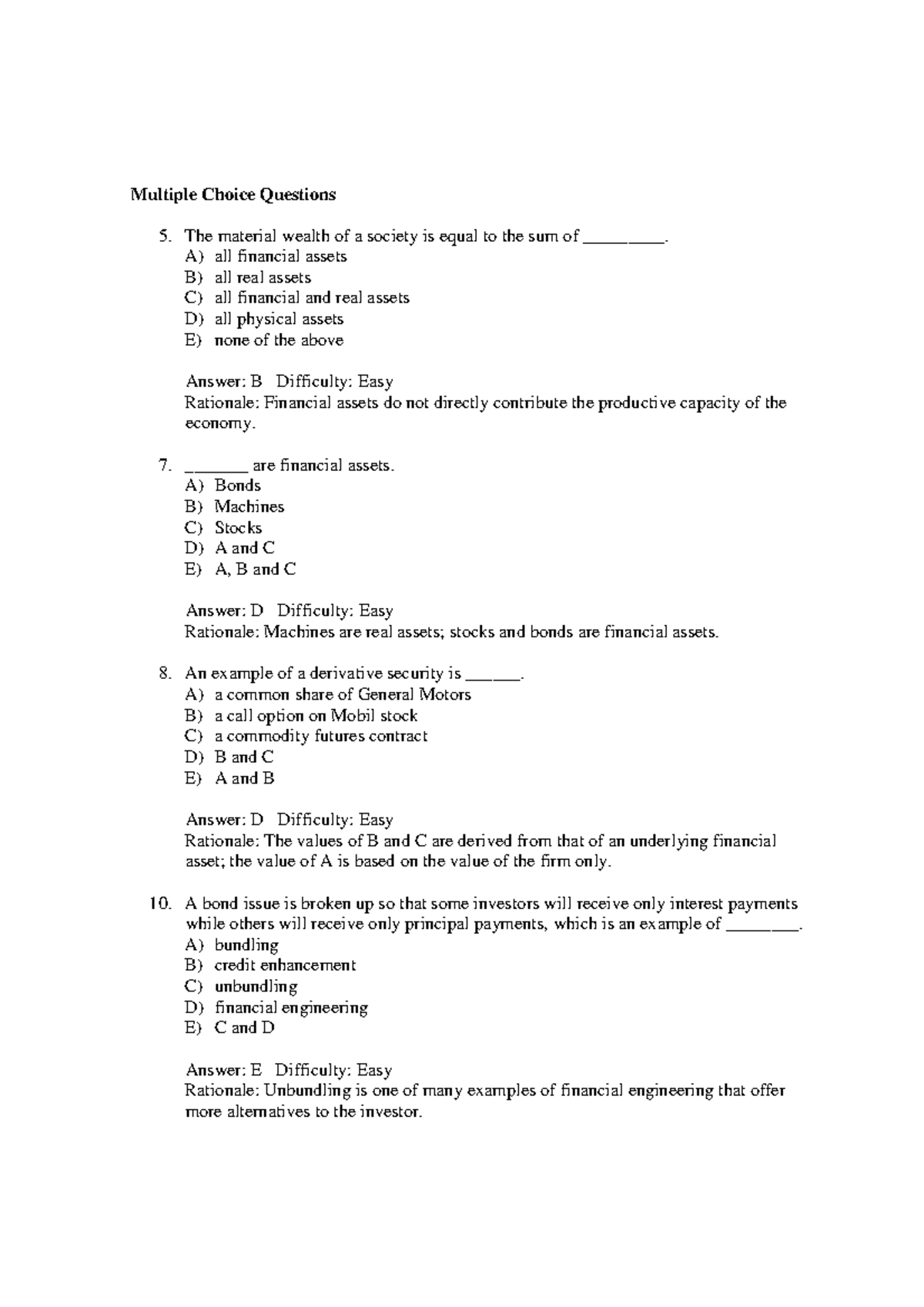 Test / practice exam 2013 questions and answers - Multiple Choice ...