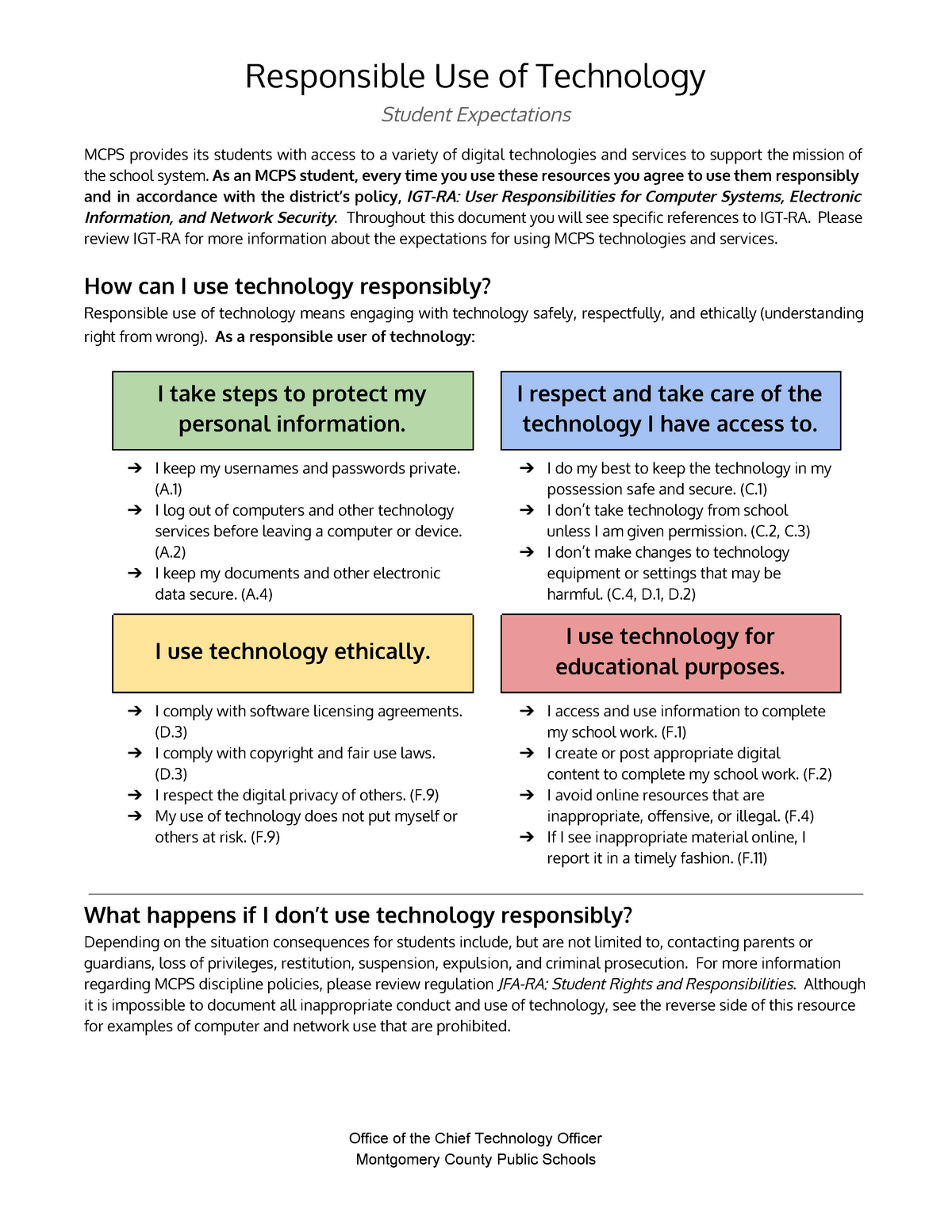 Responsible Use Of Technology Student Expectations 3 - Responsible Use ...