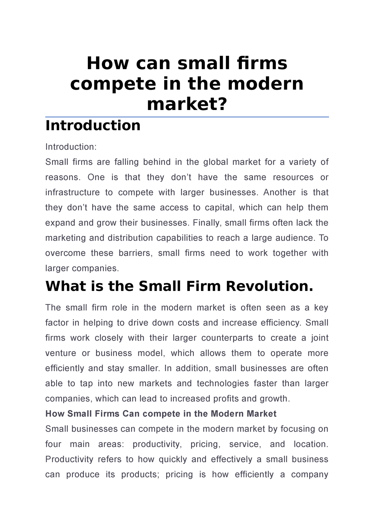 How Can Small Firms Compete In The Modern Market - How Can Small 昀椀rms ...