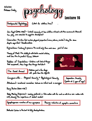 PSYCH 1- Lecture Notes - PSYCH 1 INTRODUCTION Psychology: the ...