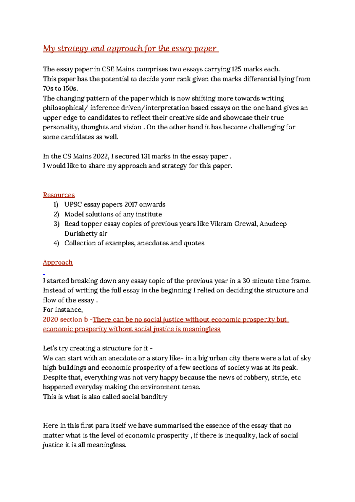 My strategy and approach for the essay paper - This paper has the ...