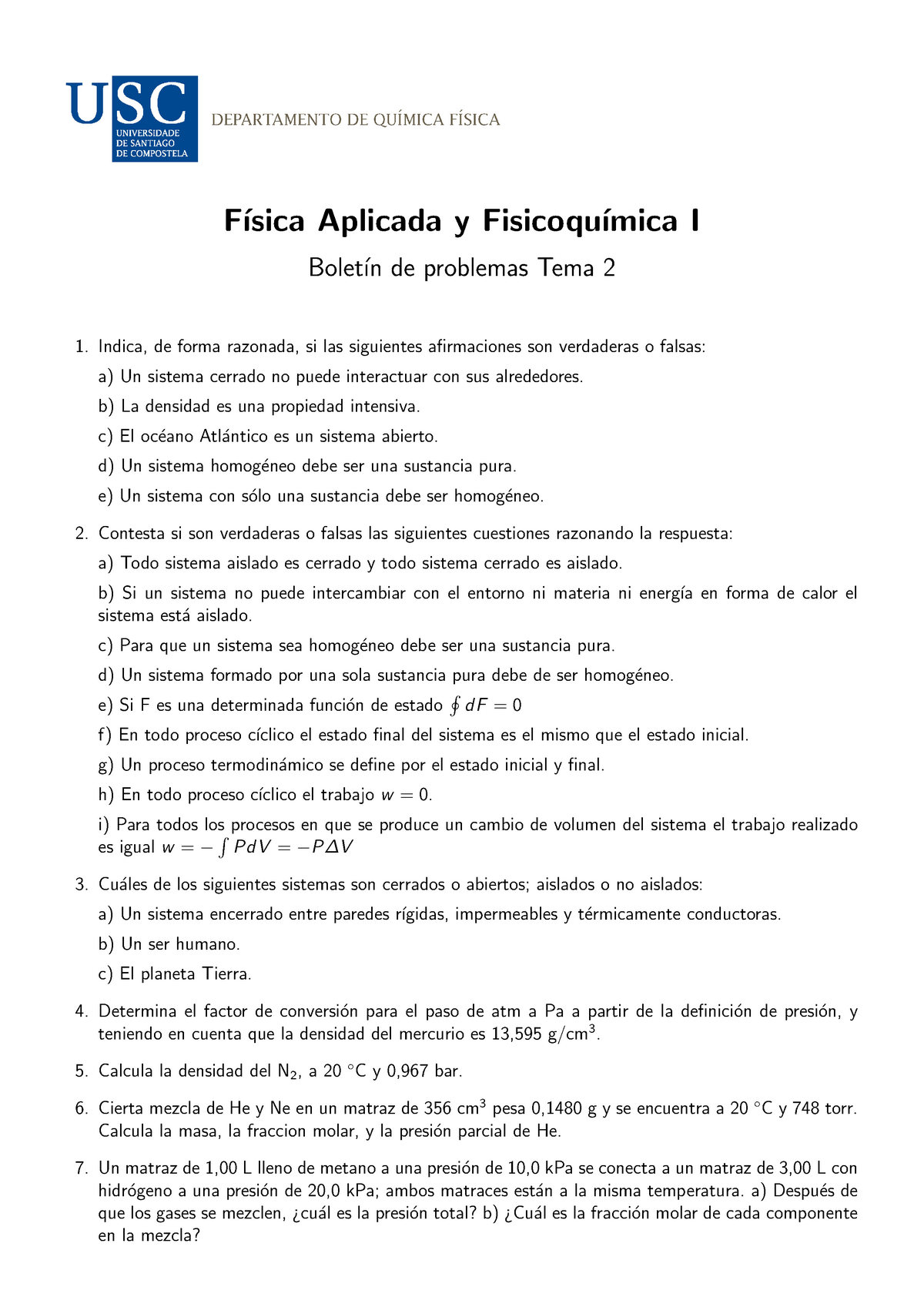 Boletin Tema2 - Ejercicios - F ́ısica Aplicada Y Fisicoqu ́ımica I ...