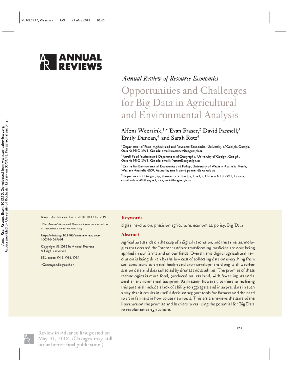 Opportunities and Challenges for Big Data in Agricultural and ...