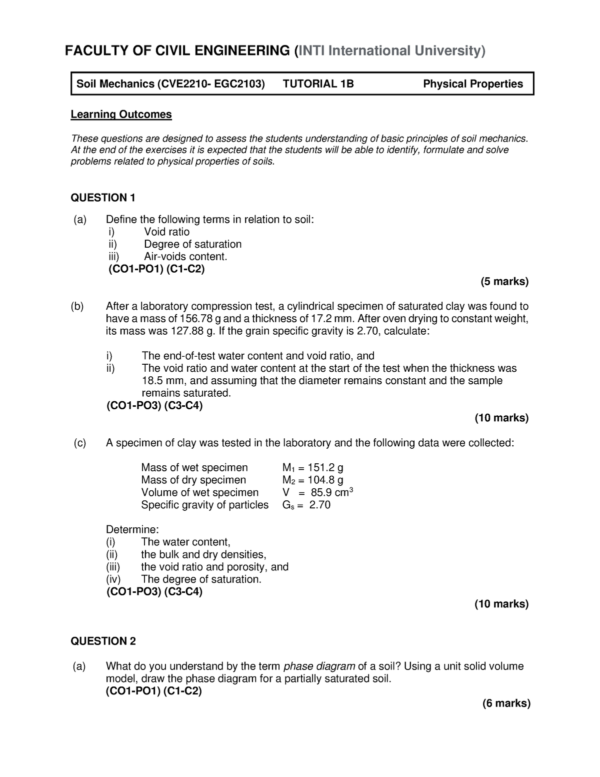 Soil Mech- Tutorial 1B-Soil Composition - FACULTY OF CIVIL ENGINEERING ...