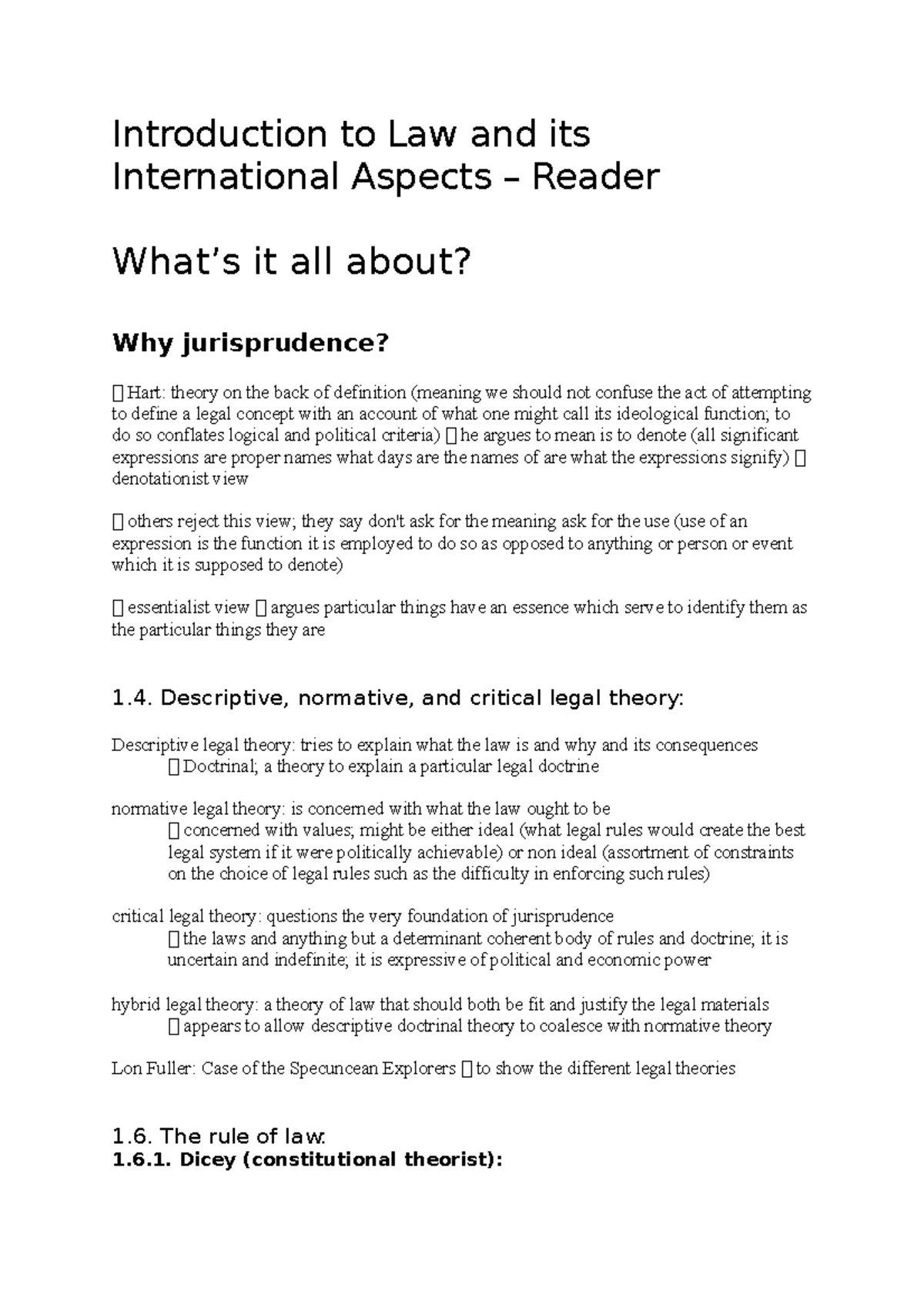 Introduction to Law and its International Aspects Reader 15