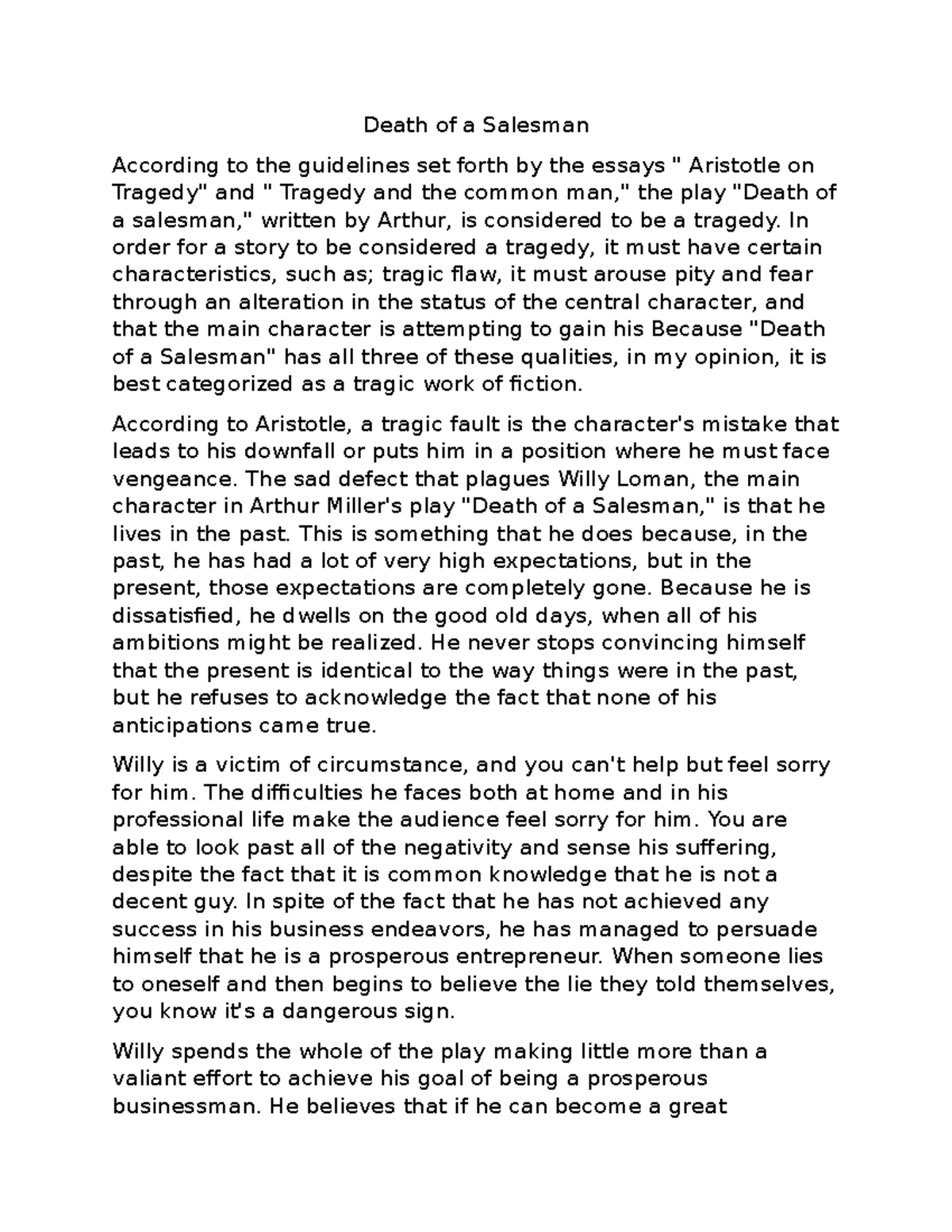 Death of a Salesman 2 - lecture notes - Death of a Salesman According ...