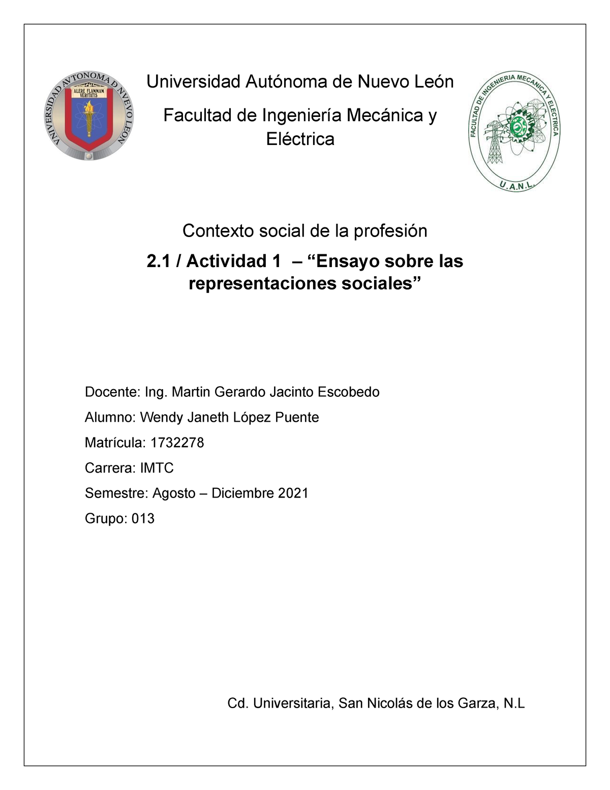 2.1 - Actividad 1 Contx - Universidad Autónoma De Nuevo León Facultad ...