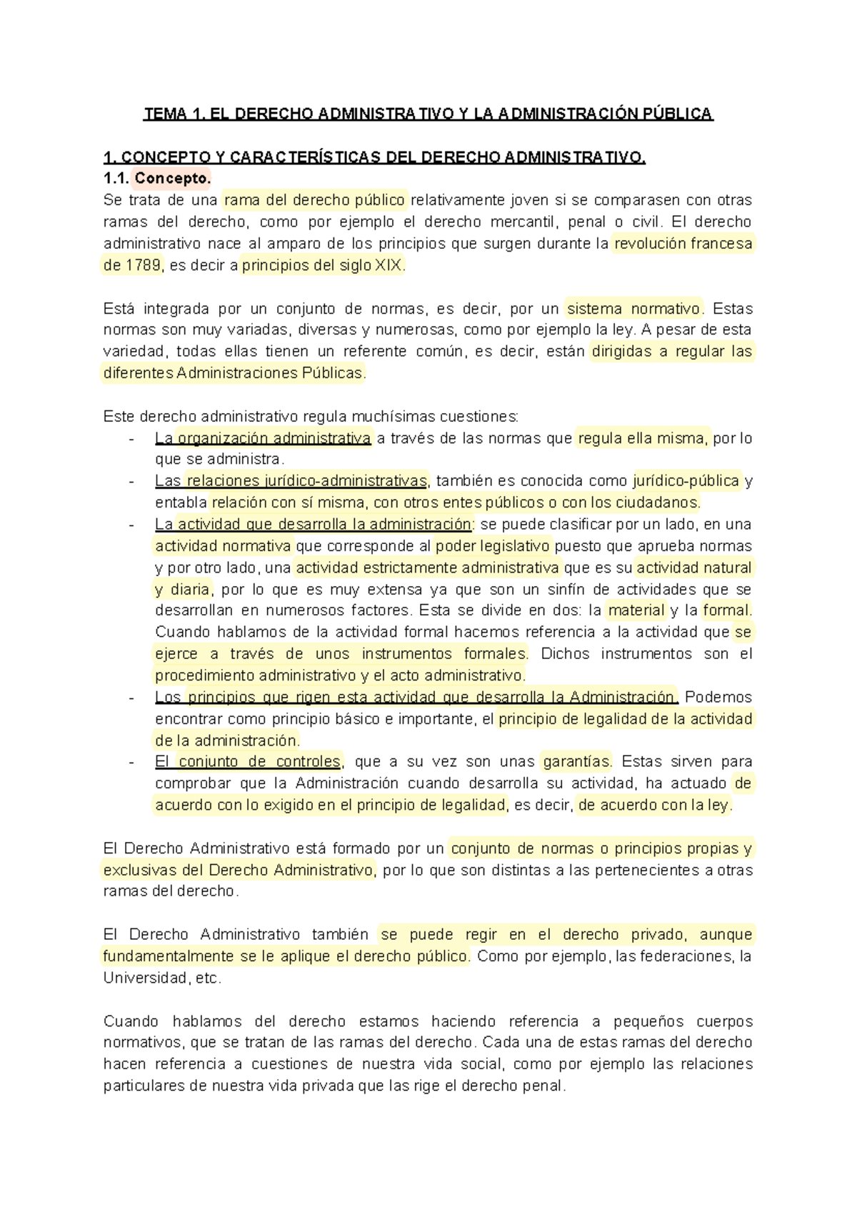 TEMA 1 - TEMA 1 - TEMA 1. EL DERECHO ADMINISTRATIVO Y LA ADMINISTRACIÓN ...