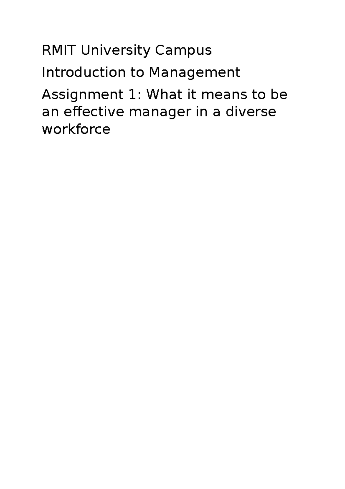 rmit introduction to management assignment 3