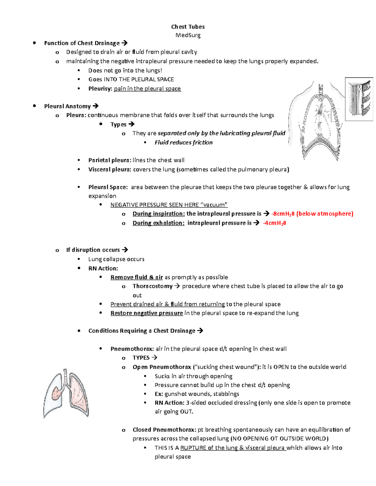 Chest Tubes - MedSurg Function of Chest Drainage o Designed to drain ...