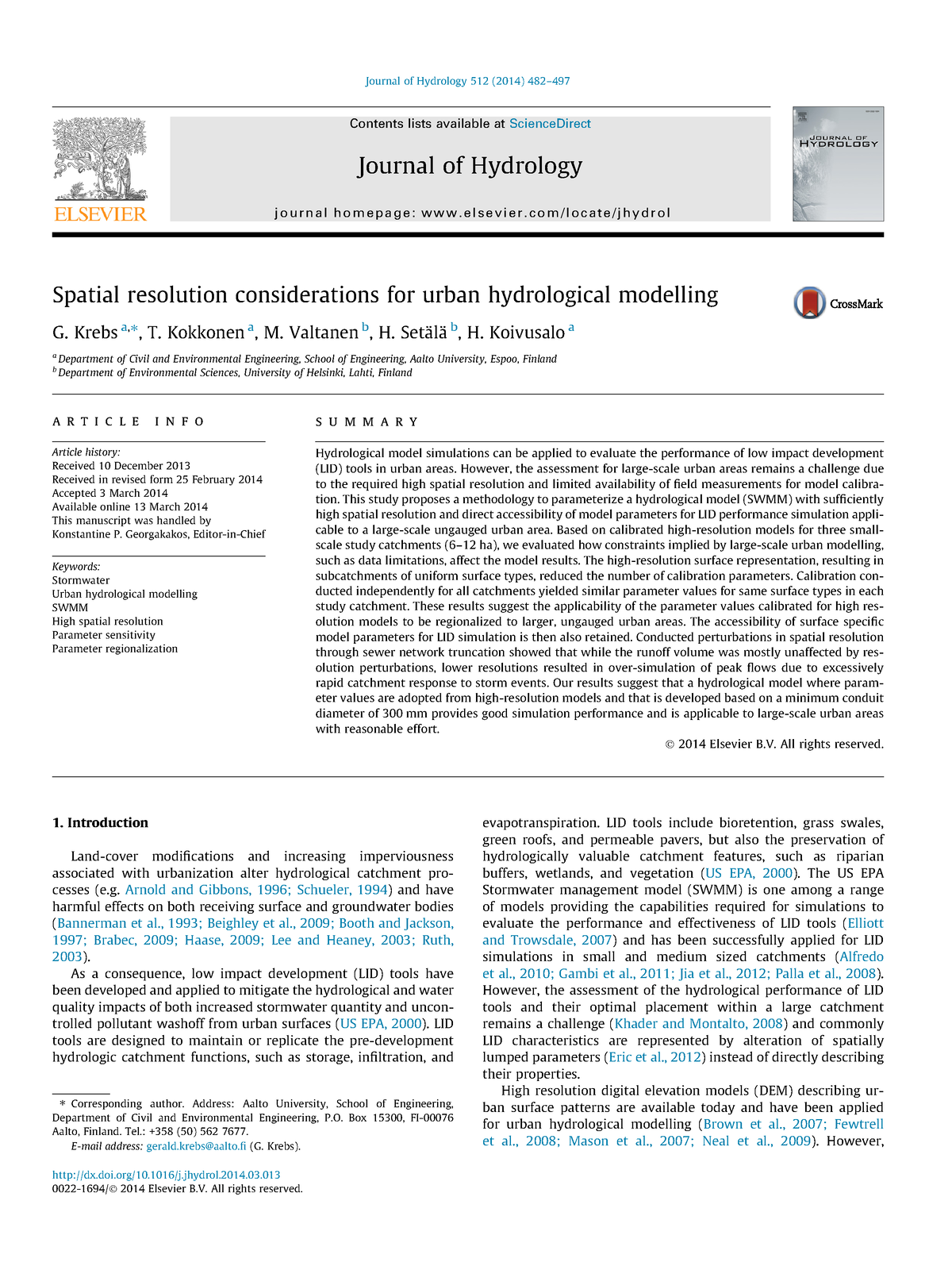 Spatial resolution considerations for urban hydrological modelling ...