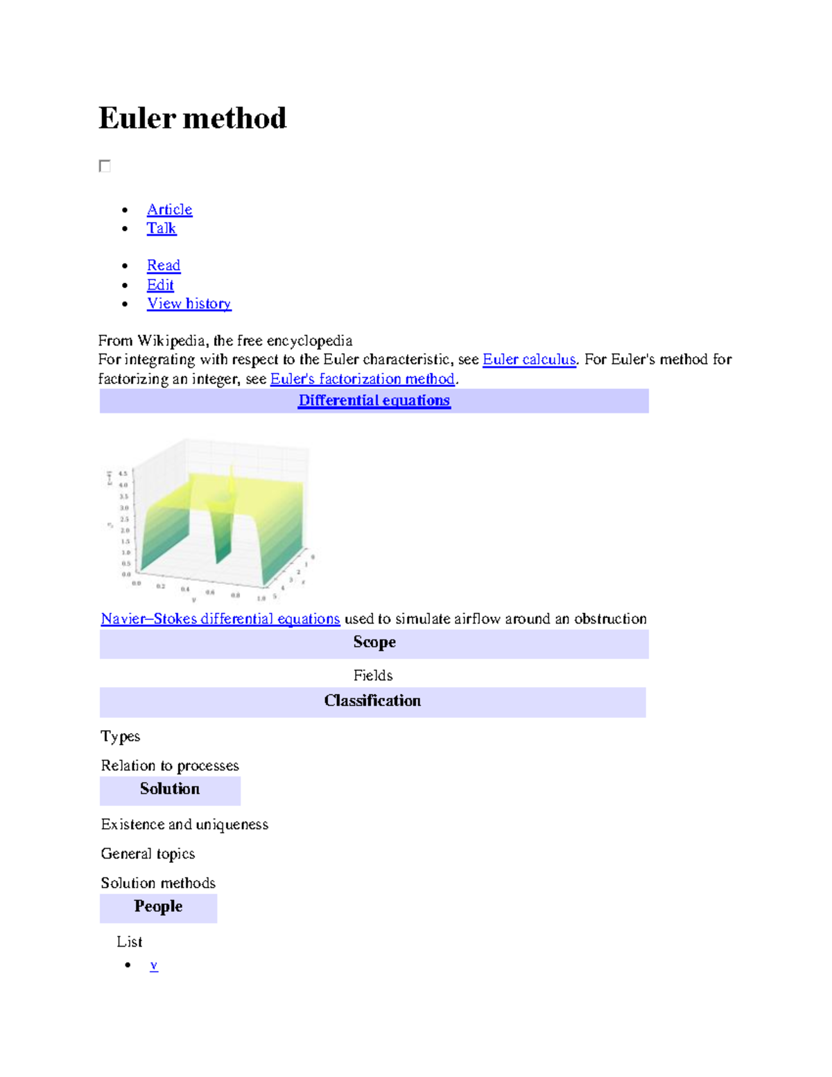 Euler method - Euler method Article Talk Read Edit View history From ...