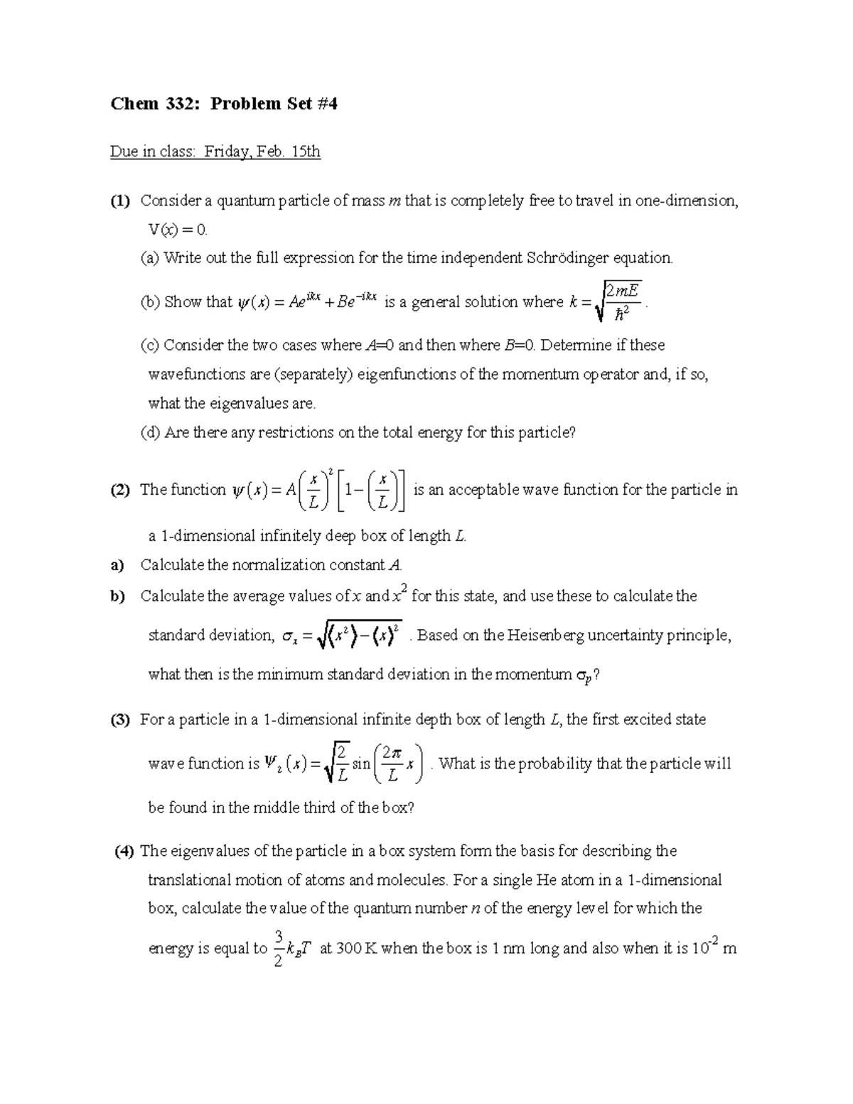 physical chemistry homework problems