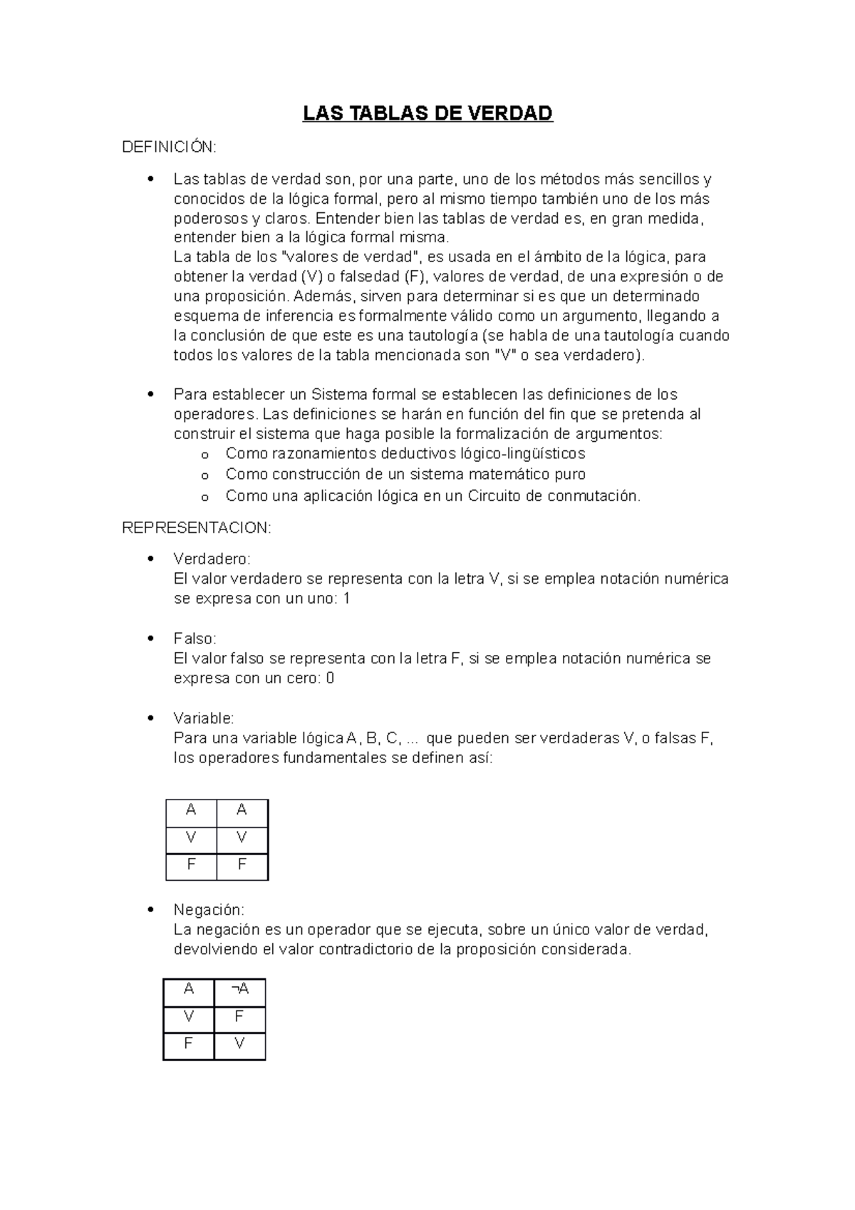 LAS Tablas DE Verdad LAS TABLAS DE VERDAD DEFINICIÓN Las tablas de