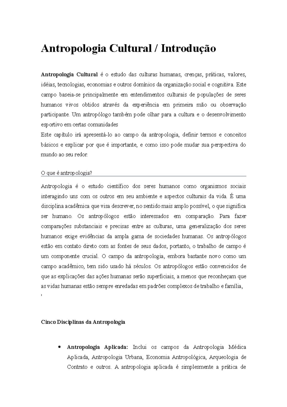 Antropologia Cultural Introdução - Antropologia Cultural Antropologia ...