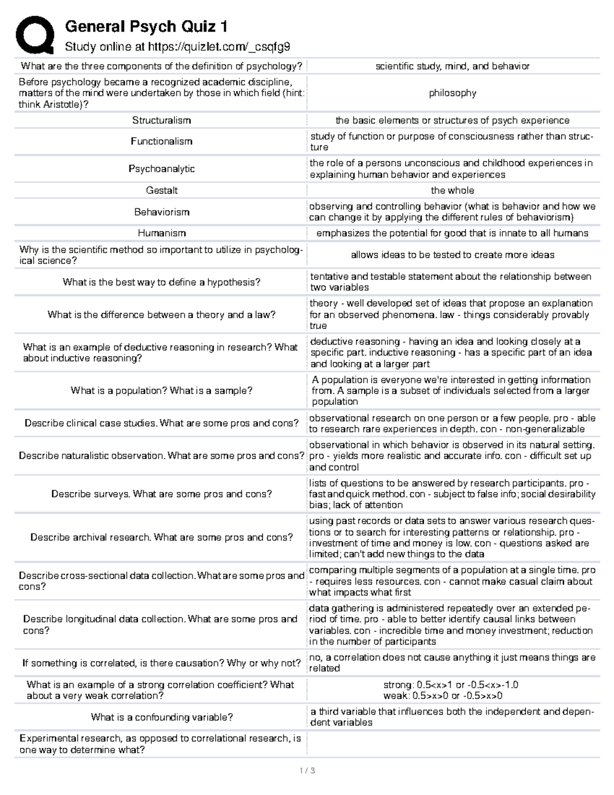 General Psych Quiz 1 (1) - General Psych Quiz 1 Study Online At Quizlet ...