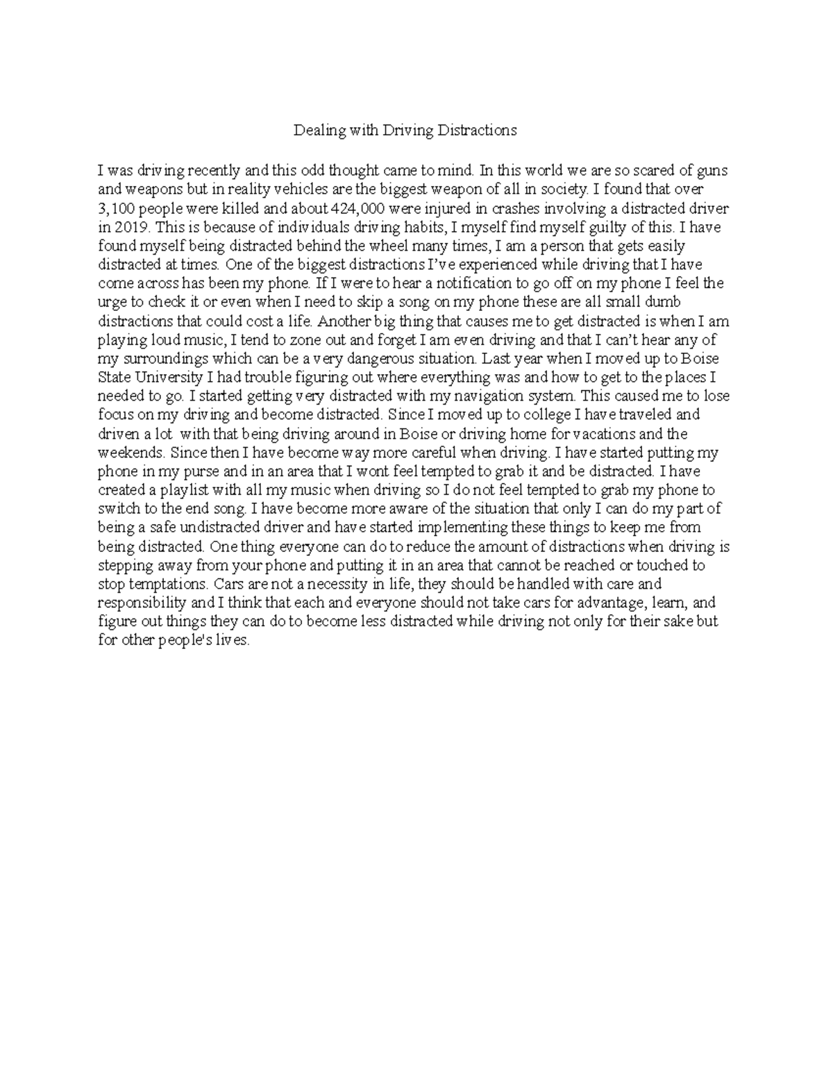 essay about driving school