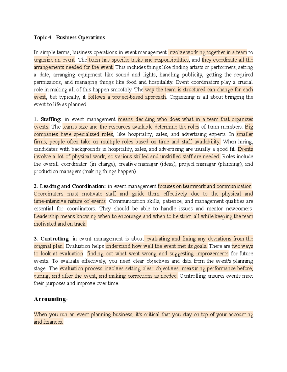 EM short notes unit 2 - Event Management - Topic 4 - Business ...