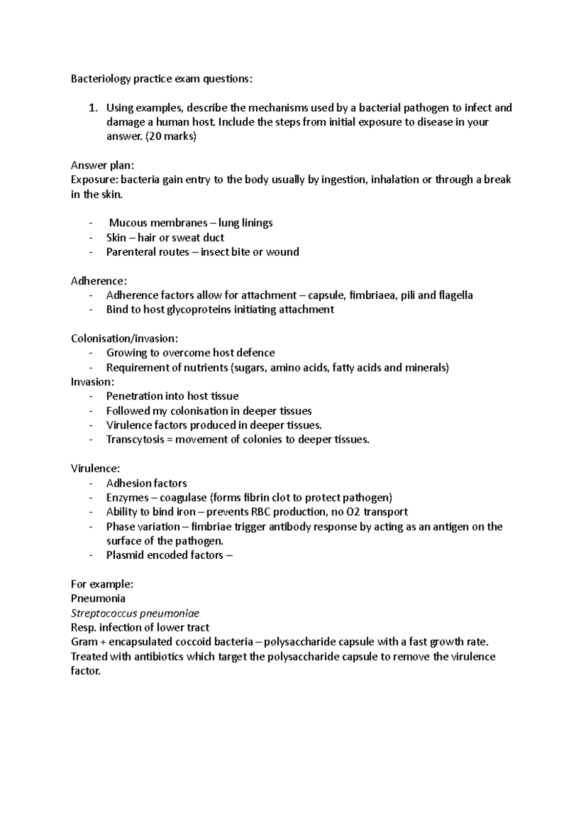 Mechanisms of Pathogenesis exam question - Bacteriology practice exam ...