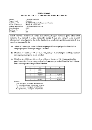 Tugas 3 Statistika Ekonomi - LEMBAR JAWABAN TUGAS TTM-ATPEM TUGAS ...