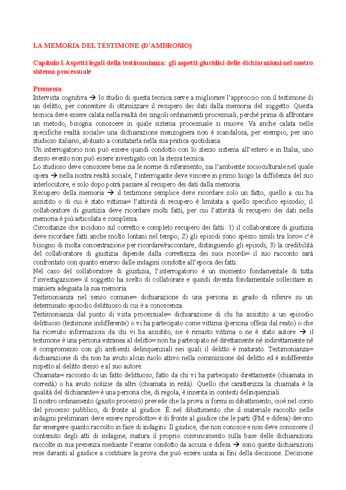 La memoria del testimone (D'Ambrosio) - LA MEMORIA DEL TESTIMONE (D ...