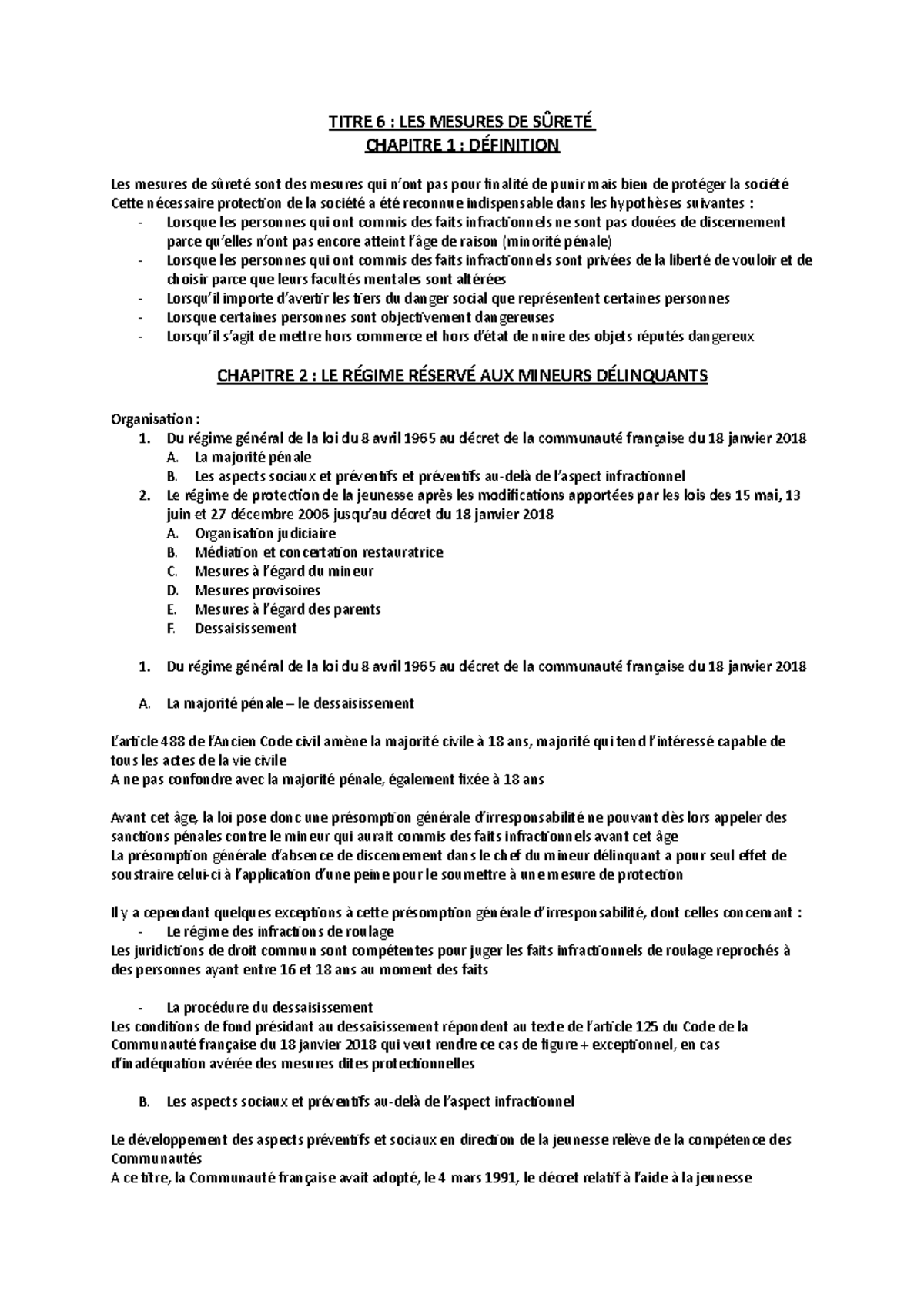 Titre 6 - Les mesures de sûreté - TITRE 6 : LES MESURES DE SÛRETÉ ...
