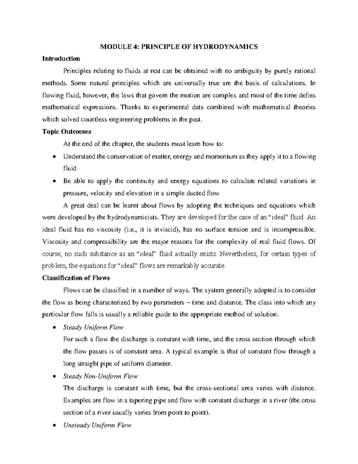 652314664 Module 4 Principle of Hydrodynamics - MODULE 4: PRINCIPLE OF ...
