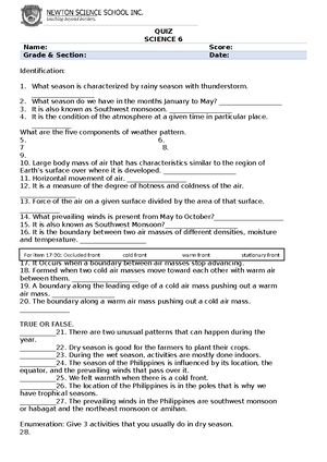 1ST Monthly EXAM ESP 5 - exam - 1 st Quarterly Examination ESP 5 Name ...