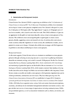 Mark 213 2024 Public Relations Plan Brief - Worth: 40 % of the final ...