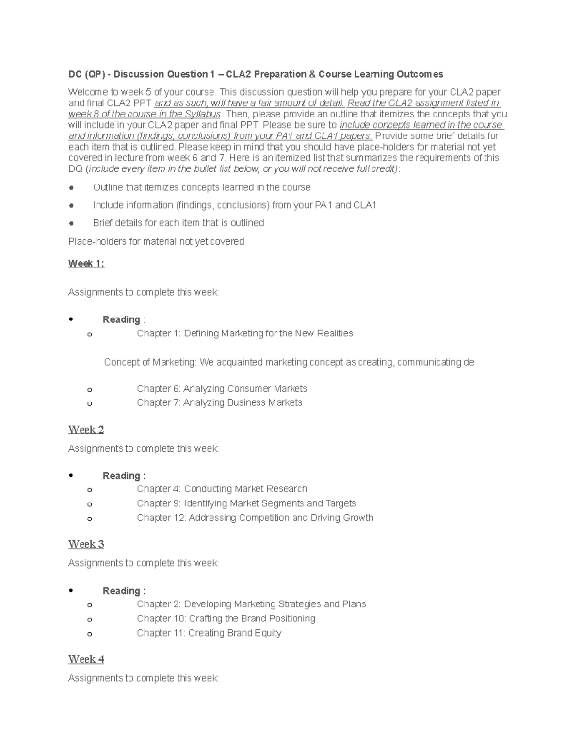 Outline of DQ5 - Discussion Question - DC (QP) - Discussion Question 1 ...