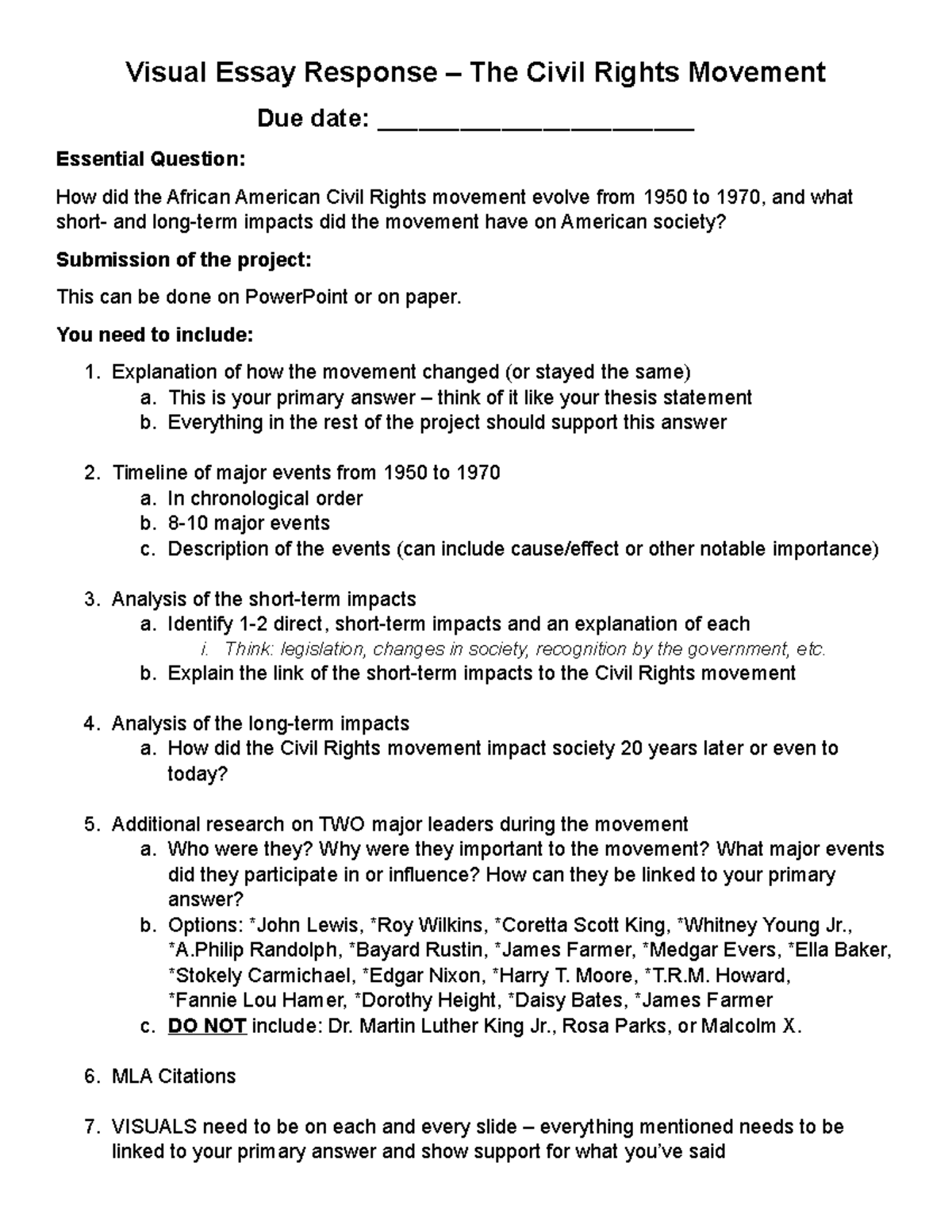Civil Rights visual essay response - Visual Essay Response – The Civil ...