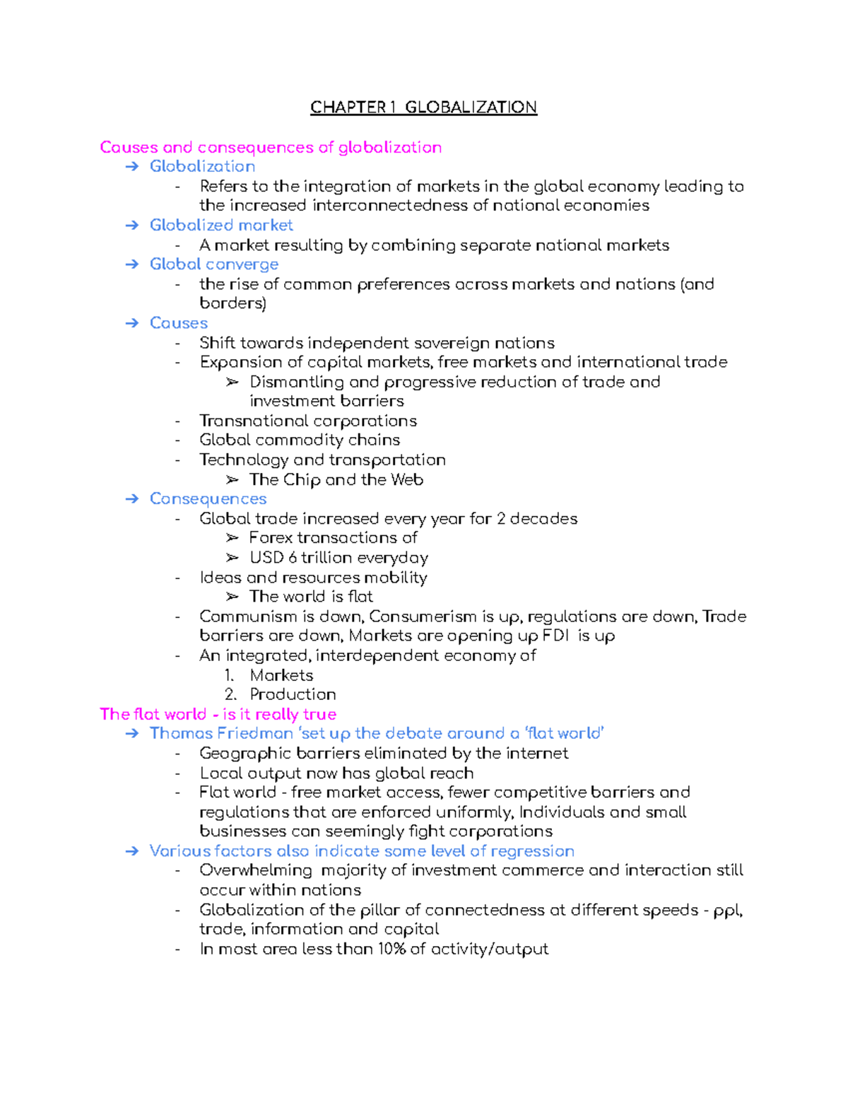ADM 3318 Chapter 1 - Chapter 5 - CHAPTER 1 GLOBALIZATION Causes and ...