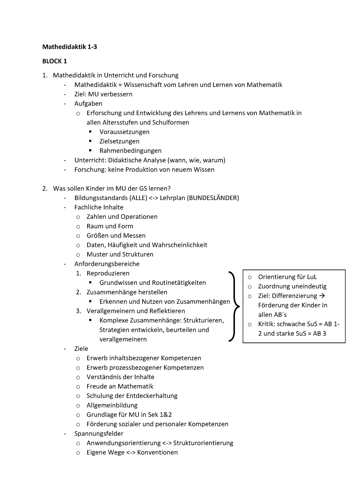 Mathedidaktik 1-3 - Mitschriften VL 1-3 - Mathedidaktik 1- BLOCK 1 ...