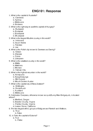 ENG101 Response 10 - AP LIT English - Page 1 ENG101: Exam What is the ...