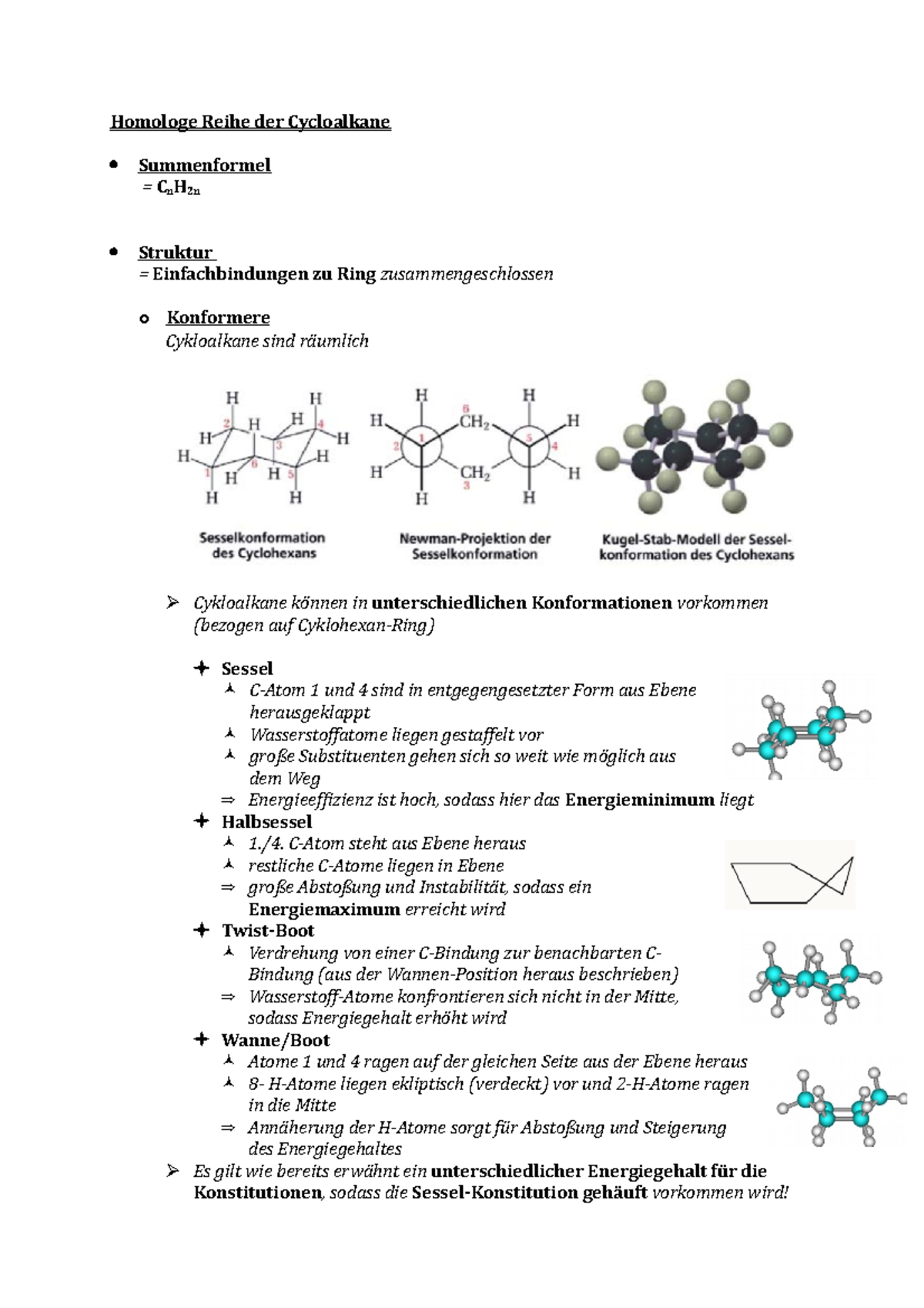 Homologe Reihe Der Cycloalkane - /4. C-Atom Steht Aus Ebene Heraus ...