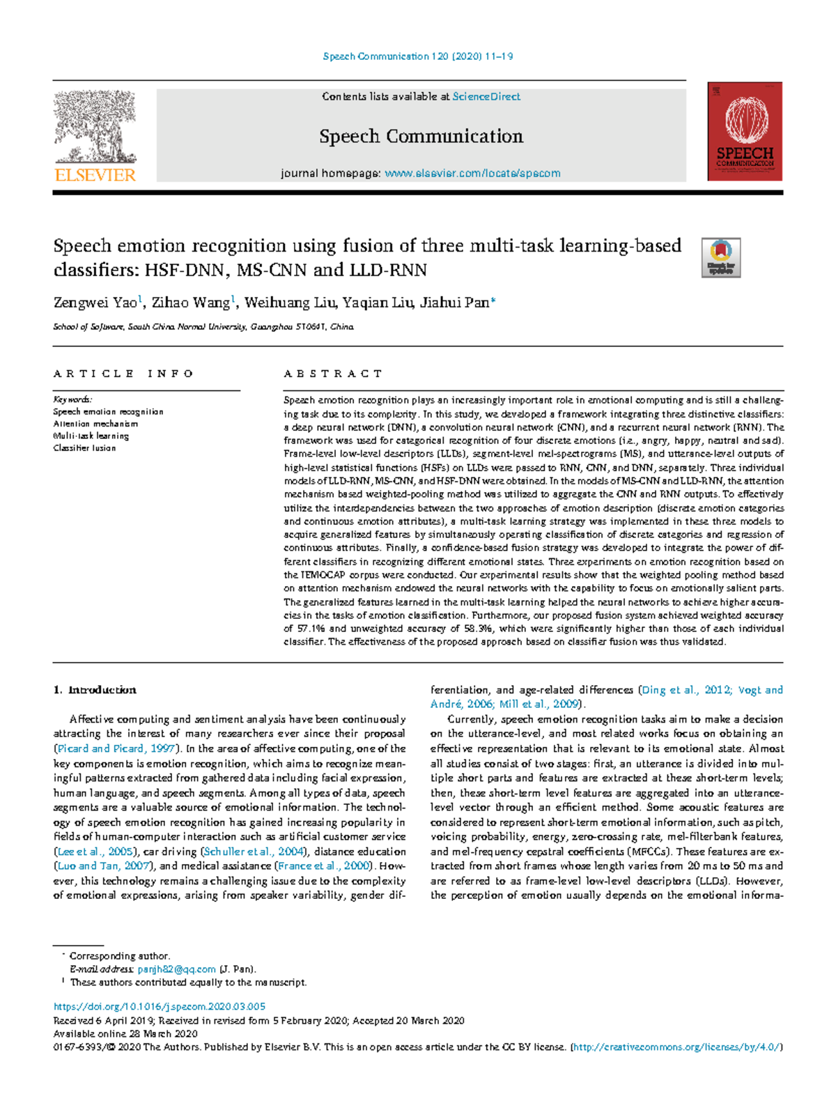 Speech emotion recognition using fusion of three multi-task learning ...